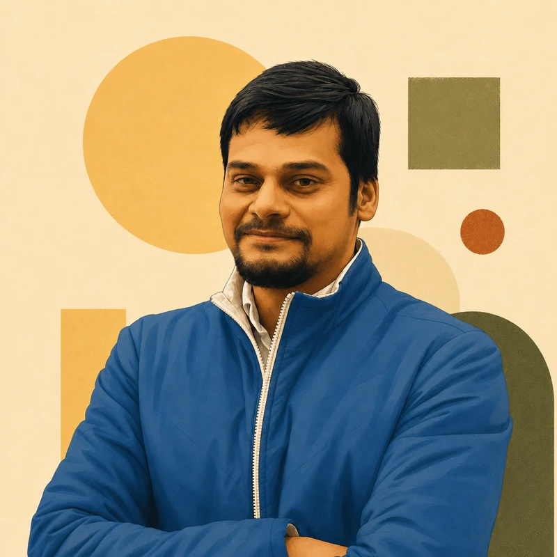 Illustrated portrait of Manoj Singh